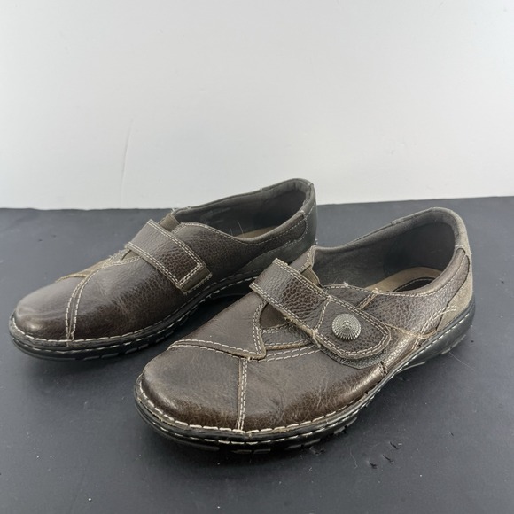 Earth Shoes - Women's Earth Origins Slip On Evelyn 2014-F Leather Shoes Brown 9.5M